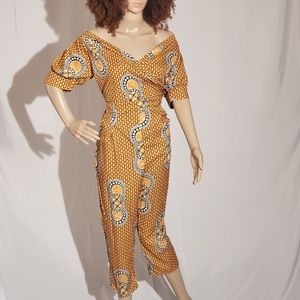Golden Yellow African Print Jumpsuit